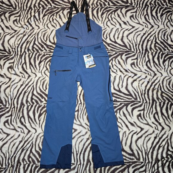 Outdoor Research Skyward waterproof ski snowboard bibs size men XL blue dusk NEW